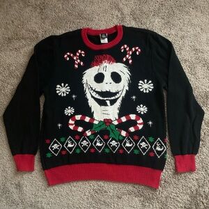 Disney Nightmare before  Black and Red Crewneck Sweater with Festive Design